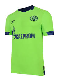 The blue sleeves express the link to the schalke home identity and a declaration to the fans is printed in the neck area that reads: Schalke 04 2018 19 Third Kit