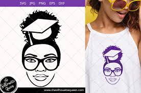 Download Graduated Afro Woman With Glasses Graphic By Thesilhouettequeenshop Creative Fabrica PSD Mockup Templates
