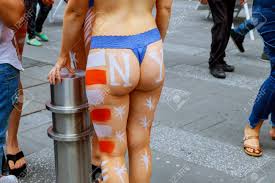 Beautiful Young Naked Ass Girls Walking On In The Times Square New York USA  Stock Photo, Picture and Royalty Free Image. Image 105197986.