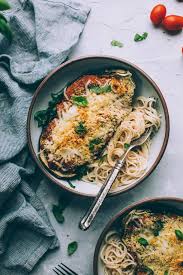 Stuffed Vegan Eggplant Parmesan Gluten Free Will Frolic For Food Vegan Eggplant Parmesan Shrimp Linguine Vegan Eggplant