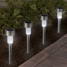 The Color Changing Solar Walkway Lights Hammacher Schlemmer
