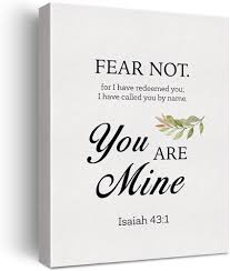 LEXSIVO Bible Verse Isaiah 43:1 Fear Not for I Have Redeemed You Print  Canvas Wall Art Home Office Decor Scripture Painting 12x15 Canvas Poster  Framed ...