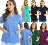 Clearance Scrub Top Medical Surgical Nurse Hospital Uniform Unisex Short  Sleeves | eBay