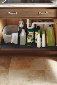 Plus, putting tiles down under the pots and pans will protect the cabinet floor from scratches and wear marks that occur from sliding the. Sink Cabinet With Cabmat Omega Cabinetry