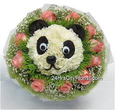 Panda Flower Bouquet At Http Www 24hrscityflorist Com Panda Bouquet Html Animal Flower Arrangements Flower Toy Flower Arrangements