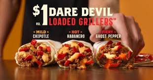 Steak burrito, 3 pepper burrito co. New Spicy Dare Devil Loaded Grillers At Taco Bell Brand Eating