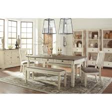 Signature Design By Ashley Bolanburg 7 Piece Dining Set With Host Chairs In Antique White And Weathered O In 2020 Oak Dining Room Set Oak Dining Room Dining Room Bench