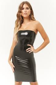 Kikiriki Faux Patent Leather Tube Dress Leather Tube Dress Patent Leather Dress Vinyl Dress