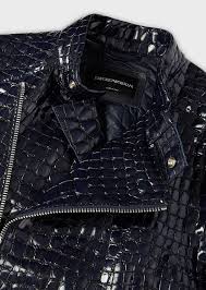 (please note that you will be redirected to the homepage of the selected language). Lambskin Nappa Leather Jacket With Crocodile Print Man Emporio Armani