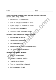 Look for the question word, verb, and subject in the noun clause. Identifying Nouns Verbs And Adjectives Esl Worksheet By Mayra11