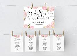 Wedding Seating Chart Diy Editable Ms Word Template Peony Floral Blush Pink Peg Style