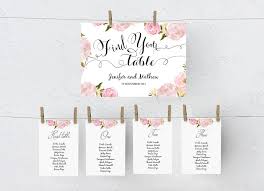 wedding seating chart diy editable ms word template peony floral blush pink peg style