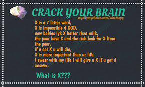Whatsapp dare games and puzzles with answers. Crack Your Brain What Is X Whatsap Puzzle With Answer