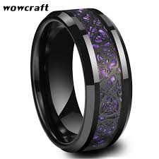 Men's wedding rings don't always get the same attention as women's rings—but they absolutely should. 8mm Men Dragon Wedding Bands Black Tungsten Carbide Ring With Purple Carbon Fiber Inlay Comfort Fit Wedding Bands Aliexpress