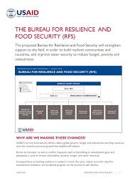 The Bureau For Resilience And Food Security Rfs