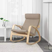 Poang Rocking Chair Birch Veneer Hillared Beige Ikea In 2021 Rocking Chair Fabric Armchairs Furniture