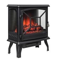 Akdy 20 In Freestanding Electric Fireplace Mantel Heater In Black With Logs Fp0084 The Home Depot Electric Fireplace Fireplace Mantels Vintage Fireplace