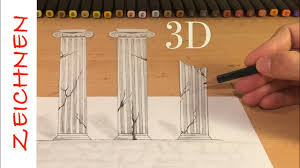 3d Zeichnen Lernen Fur Anfanger Romische Saule How To Draw 3d Creation Ilussion Youtube