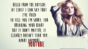 Ich fand es immer wunderschön. Adele Hello Words Adele Hello Lyrics Youtube