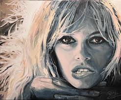 Brigitte Bardot biting her lip 🔴 portrait painting by artist Peter Engels