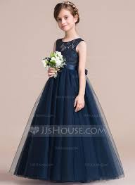 Us 63 00 A Line Floor Length Flower Girl Dress Satin Tulle Lace Sleeveless Scoop Neck With Sash Jj S House Sleeveless Flower Girl Dresses Flower Girl Dresses Ball Gowns