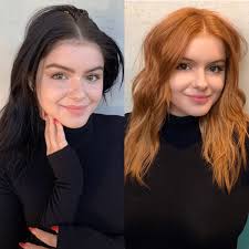 In addition, black hair is more lustrous as it reflects like better. Ariel Winter S Black To Strawberry Blonde Transformation Ginger Hair Color Strawberry Blonde Hair Color Hair Color Auburn