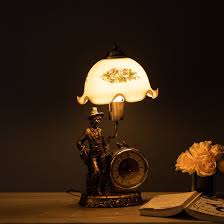 Dakota Fenton Lamp W Clock Scalloped Glass Shade Fenton Lamps Lamp Fenton