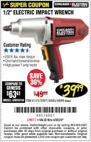 Chicago Electric 1 2 In Heavy Duty Electric Impact Wrench For 39 99 Electric Impact Wrench Impact Wrench Harbor Freight Tools