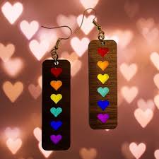 Rainbow Pride Hearts Dangle Earrings