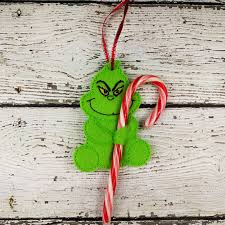Grinch Cane Holder Ornament Exclusively Yours Embroidery