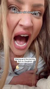 My son spreads sunshine and butterflies all morning long. Daughter? Ehh…  she just needs some time to… adjust. #toddlermom #toddlermomlife #momhumor  #parenthood #parenthumor #momlife #fypシ