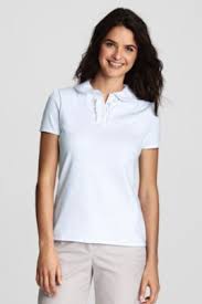 Women S Short Sleeve Peter Pan Ruffle Front Knit Polo Shirt From Lands End Normal Clothes Women Womens Shorts