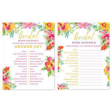 Tropical Floral Garden Party Wedding Wedding Word Scramble Bridal Shower Game Cards 20 Pack Wedding Wedding Wording Garden Party Wedding Bridal Shower Games