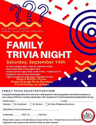 Challenge them to a trivia party! All Saints Academy Family Trivia Night Florissant Old Town Partners