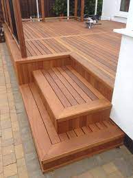 Yellow Balau Deck And Steps Corner Of Steps Trimmed With 10 X 50mm Yellow Balau Wood Deck Designs Deck Designs Backyard Building A Deck