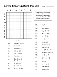 Linear Equations Sudoku Algebra Solving Equations Solving Equations Solving Linear Equations Algebra Activities