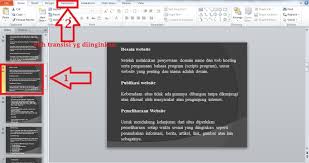Animasi pengaturan slide pada saat ditampikan disebut. Untuk Mengatur Efek Transisi Sebuah Slide Adalah Cara Golden