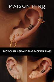 Cartilage And Flat Back Earrings In 2021 Pretty Ear Piercings Cute Ear Piercings Cool Ear Piercings