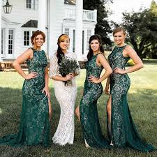 Weitere ideen zu hochzeit, brautkleid, hochzeitskleid. Vintage Spitze Emerald Green Brautjungfer Kleider Immer Ziemlich Farsali Appliques Sexy High Split Meerjungfrau Hochzeit Gaste Kleider 2020 Brautjungfernkleider Aliexpress