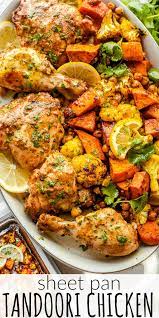 Sheet Pan Tandoori Chicken With Vegetables Easy Chicken Recipes Easy Dinner Recipes Tandoori Chicken