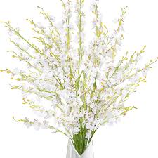 This white hydrangea almost seems to glow in the evening. Buy Greentime 39 Dancing Lady Orchids 10 Pcs Artificial Long Stems White Fake Orchid Flowers For Dining Table Wedding Home Office Party Hotel Homestay Yard Festive Furnishing Arrangement Decor White Online In