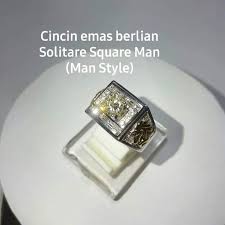 Cincin Emas Berlian Solitare Square Man Man Style Di 2020 Cincin Emas Cincin Berlian