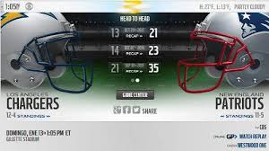 El análisis habitual de apuestas de oddsshark de las finales de conferencia de la nfl ha llegado una vez más, con las mejores tendencias y las estadísticas que deberías conocer para cada juego. Resultado New England Patriots Vs Los Angeles Chargers Video Resumen Donde Ver Afc Divisional Nfl 2019