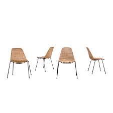 Set Of 4 Rattan Dining Chairs By Gian Franco Legler Design Addict Chairs Stools