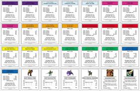 You can make players from modeling clay and print out copies of the property cards on the. Monopoly Property Cards Template Monopoly Cards Card Template Card Templates Printable