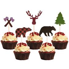 60 Pieces Lumberjack Cupcake Toppers Buffalo Plaid Cake Picks For Camping Theme Baby Shower Party Decorations Walmart Com