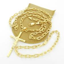 Corrente Masculina 70cm 4mm Cruz Pulseir Folheada Ouro Cr625 Correntes Masculinas Corrente De Ouro Masculina Pulseira De Ouro Masculina