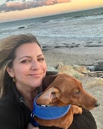 Dachshund enjoys picnic and walk in the woods