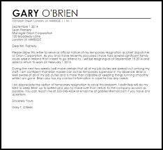 Resign from your job on good terms by writing a professional resignation letter. Temporary Resignation Letter Example Letter Samples Templates