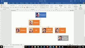 create an organization chart with pictures in word 2016